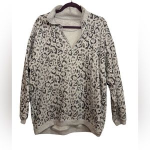 Aerie animal print 1/4 zip pullover